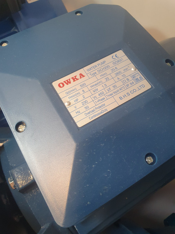 پلاک مشخصات پمپ 2 اسب 2 اینچ دوکاتی