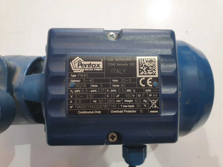 پلاک مشخصات پمپ خانگی نیم(0/5) اسب پنتاکس مونتاژ ایران