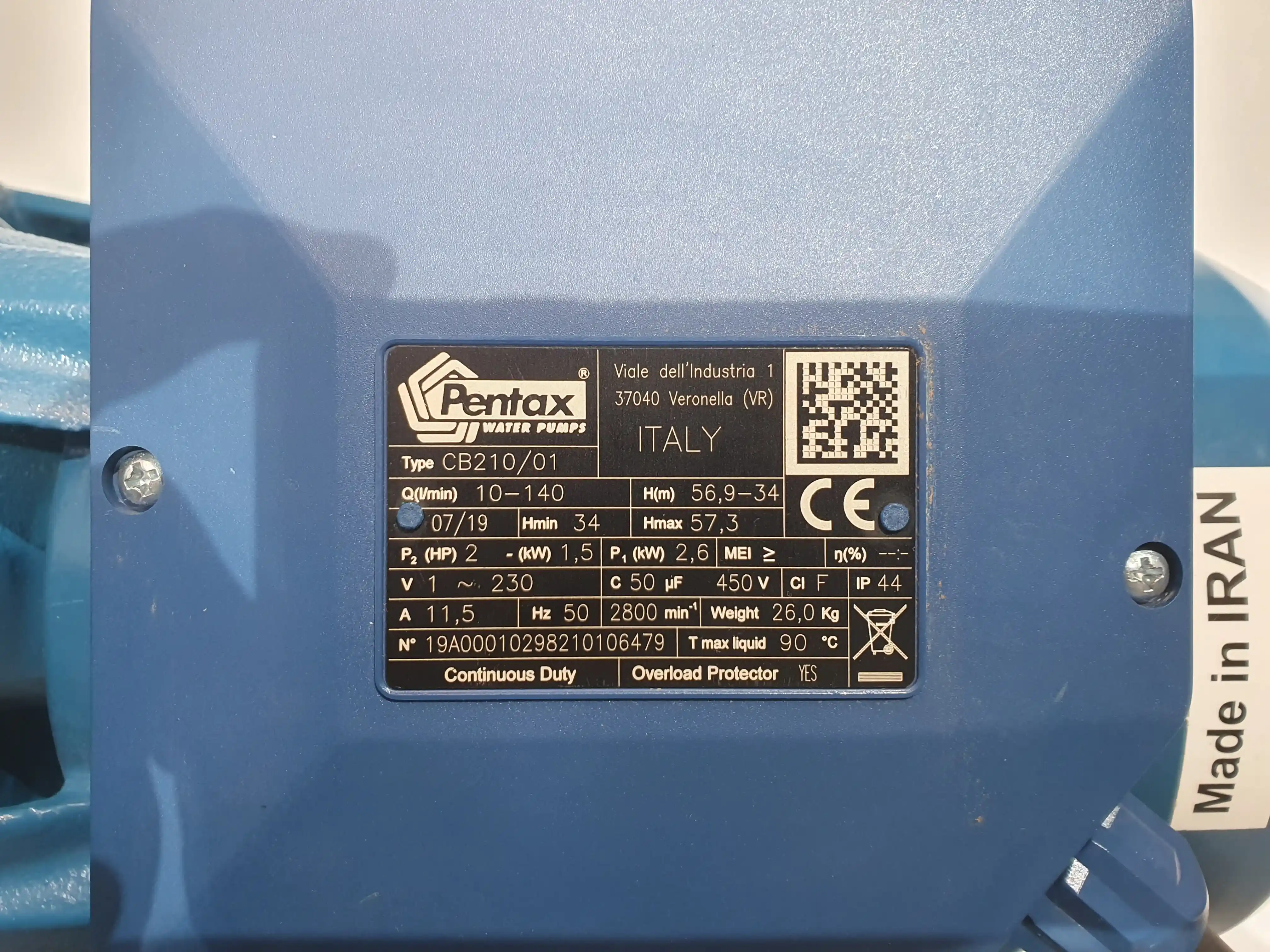PUMP-2HP-IRAN-PENTAX-CB210/01