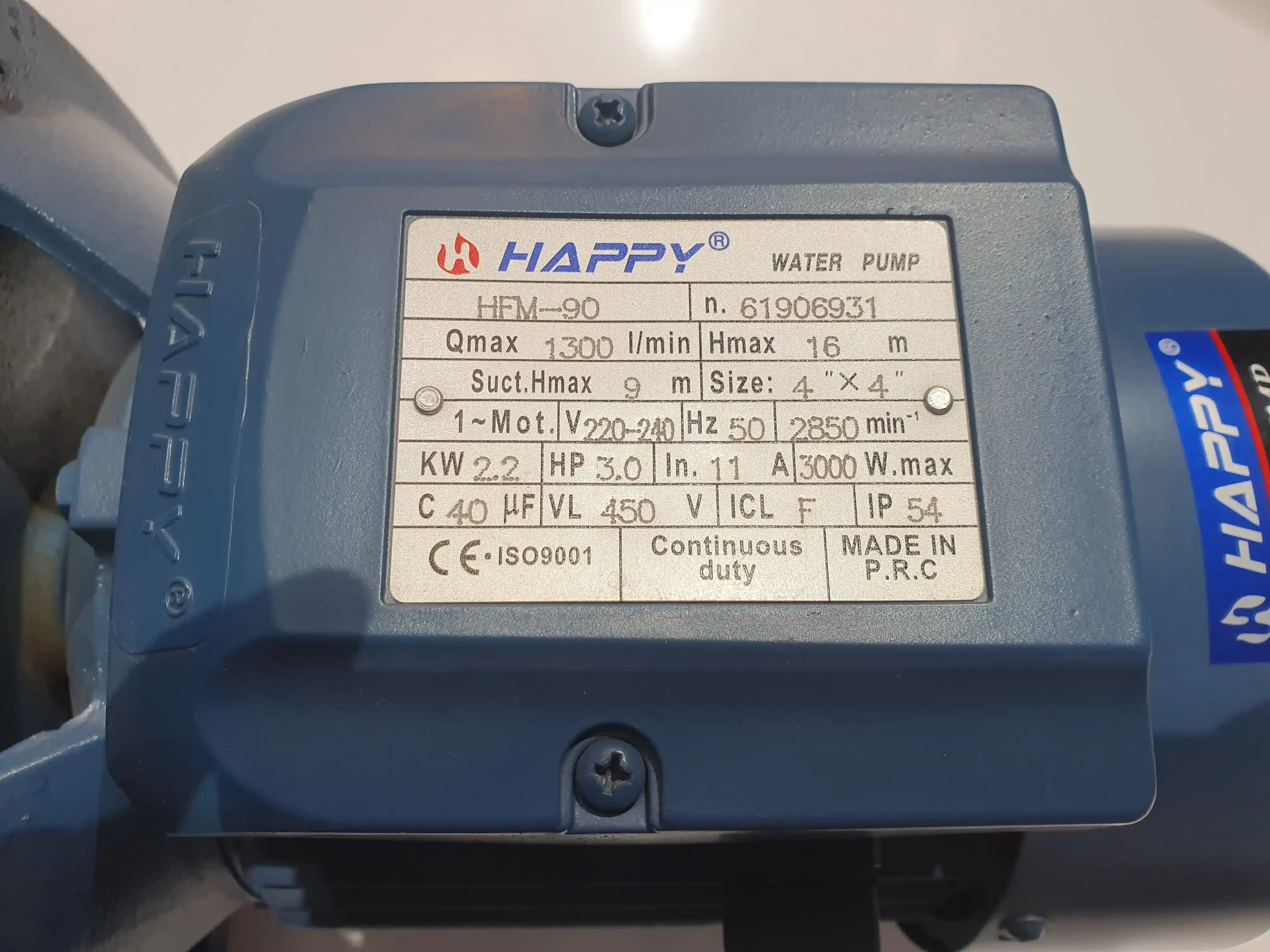 INDUSTRIAL-AGRICULTURAL PUMP 3HP 4INCH HAPPY HFM-90