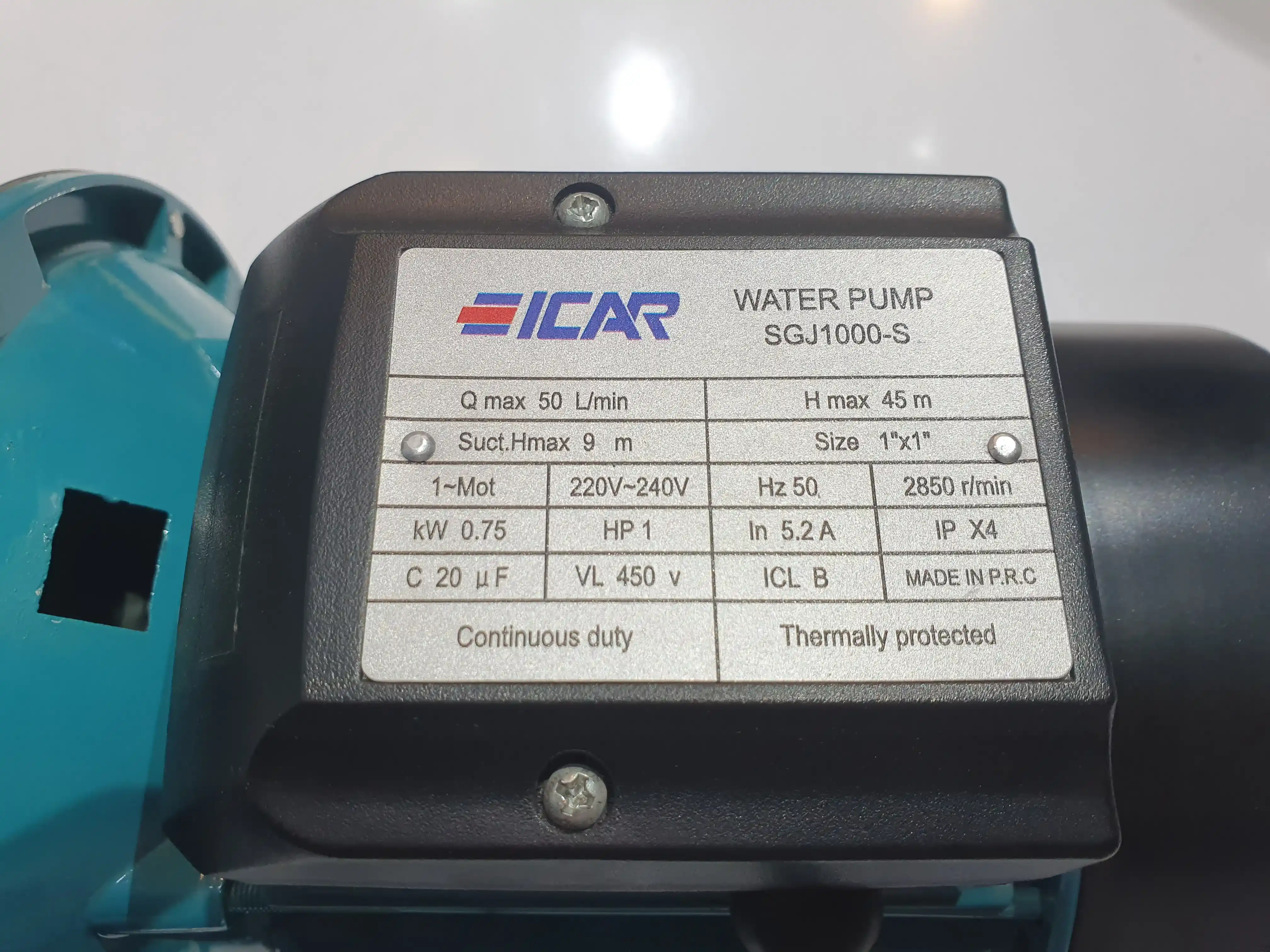 INDUSTRIAL-AGRICULTURAL PUMP 1HP 1INCH STEEL-HEAD ICAR SGJ1000-S