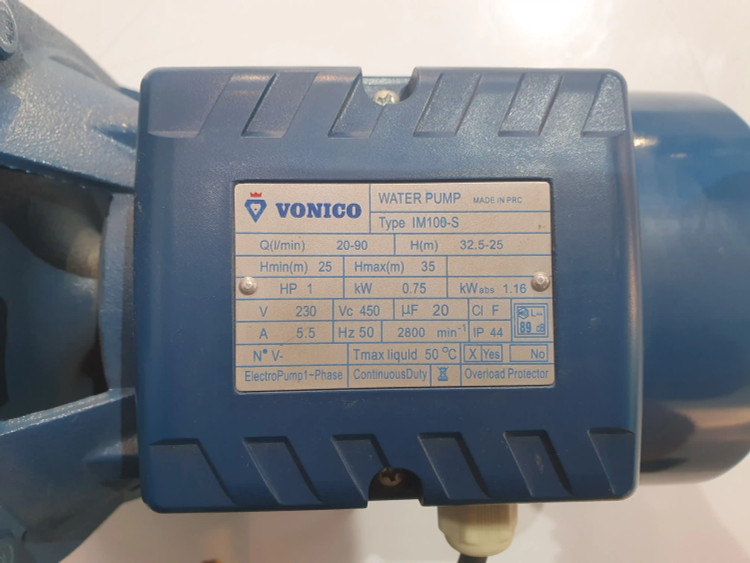 پلاک مشخصات پمپ خانگی بشقابی یک(1) اسب ونیکو