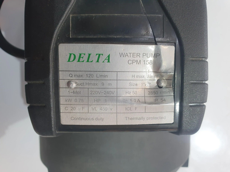 پلاک مشخصات پمپ خانگی بشقابی یک(1) اسب دلتا