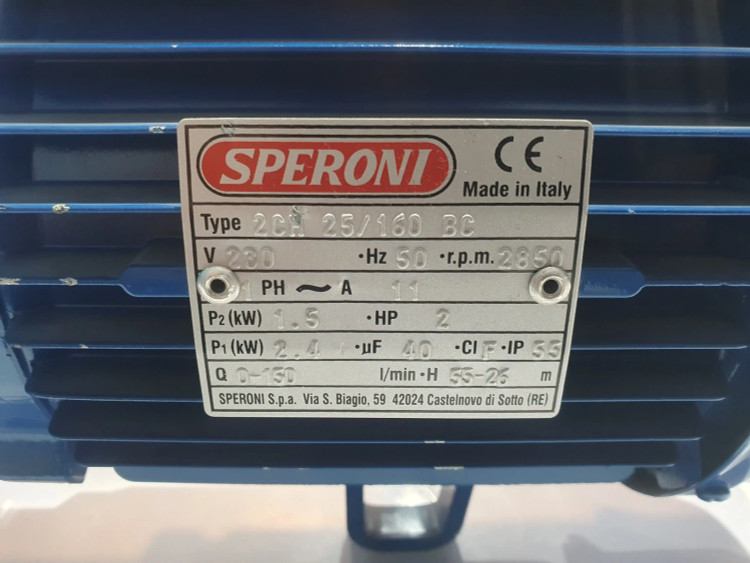 پلاک مشخصات پمپ خانگی بشقابی دو(2) اسب اسپرونی