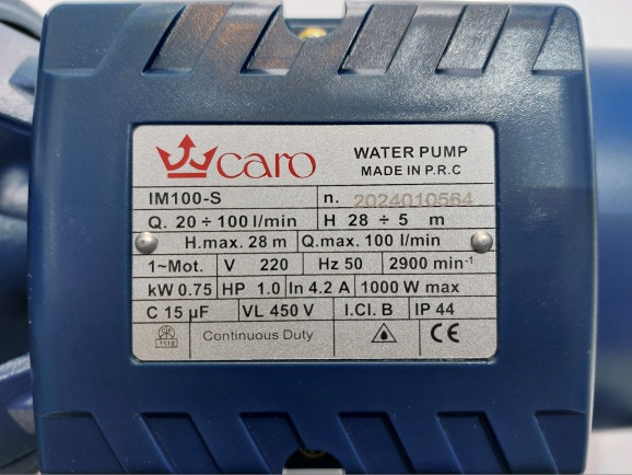 پلاک مشخصات پمپ بشقابی 1 اسب کارو