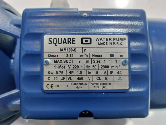 پلاک مشخصات پمپ یک اسب جتی اسکواردی